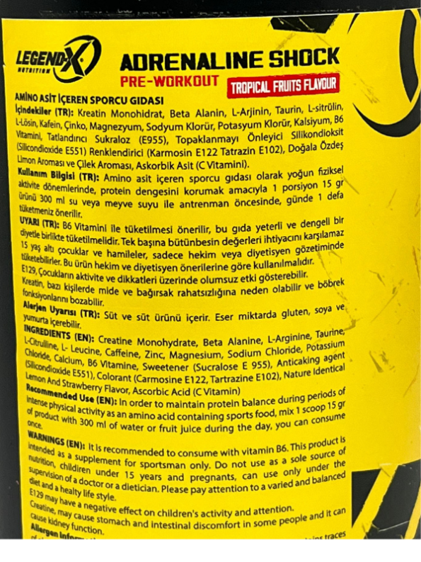 LEGEND-X Adrenalıne Shock Pre-Workout